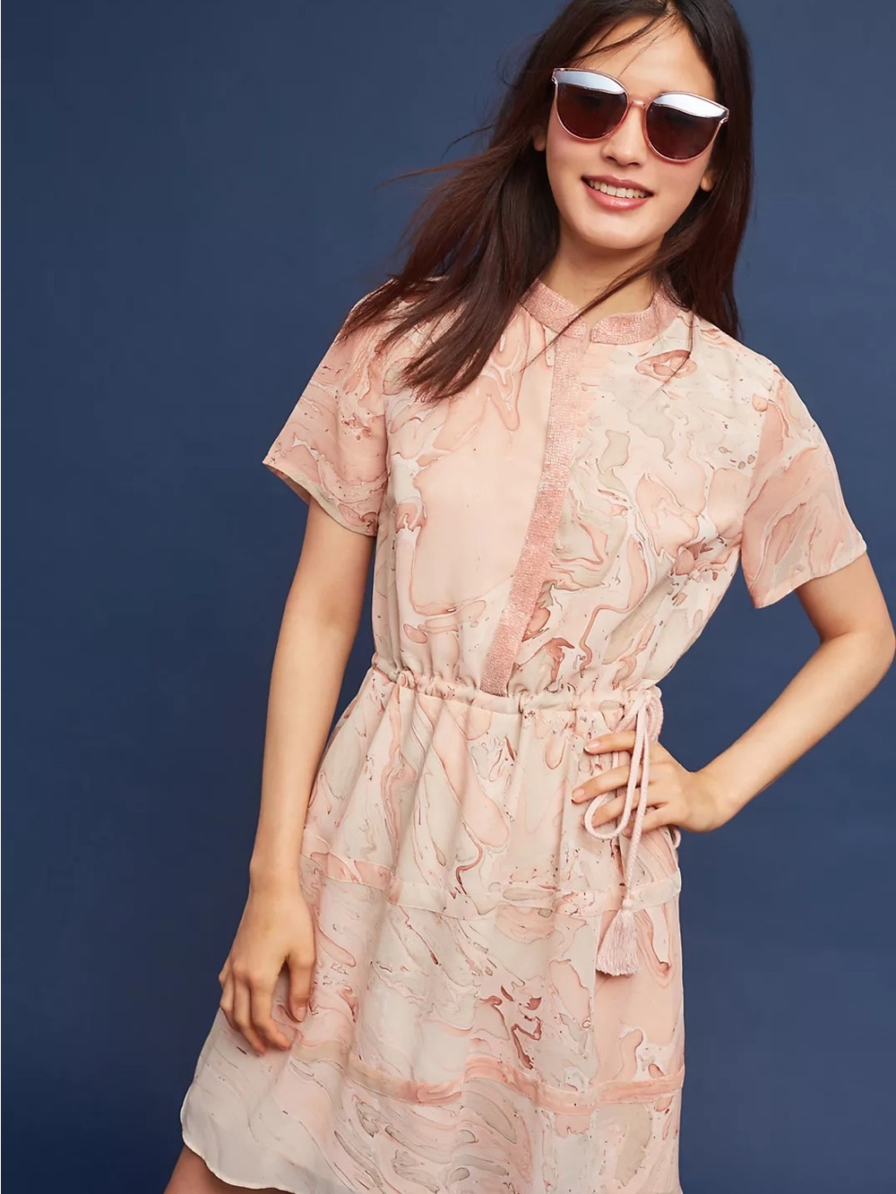 NWOT Anthropologie | Not So Serious by Pallavi Mohan Beaded Marble Shirtdress
